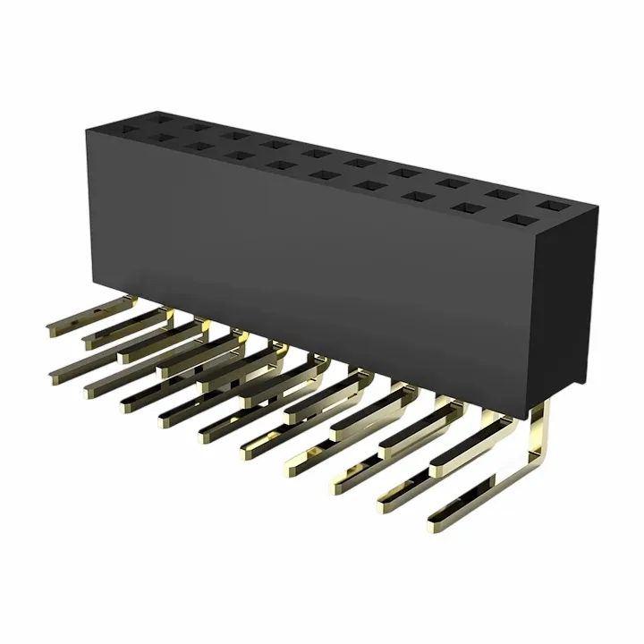 2.0mm女性ヘッダーダブル列直角ディップH6.35mm