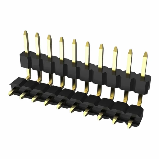 2.0mmピンヘッダーシングルローダブルスペーサー直角ディップ